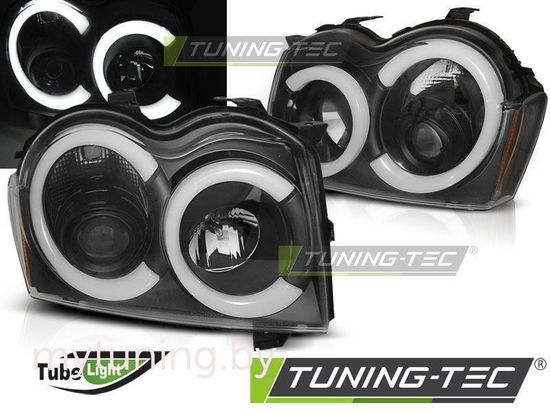 Передние фары Tube Light для Jeep Grand Cherokee WK (05-08) черные