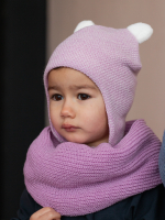 Комплект шапка ДЕМИ вязаная + снуд (Глициния) ЛОРА
