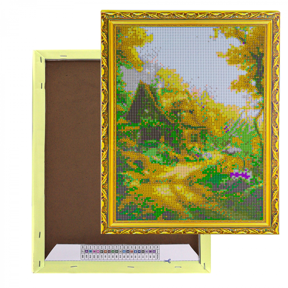 Алмазная мозаика Alingar, на подрамнике, с полным заполнением, (глянц) дизайн рамка, 30х40 см, 20 цветов, "Сказочный домик"