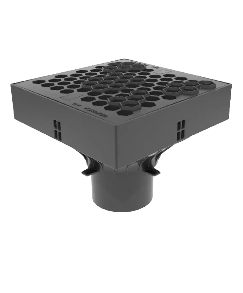 Ливнеприемник Gidrolica ЛП-25.25.20 — комплект: корпус, корзина с ручкой, решетка с крепежом пластиковая соты, класс A15