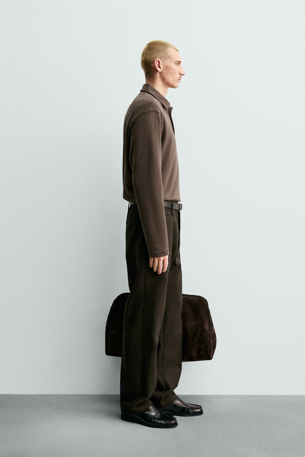 ZARA ПОЛО ИЗ ХЛОПКА С ВОРСИСТОЙ ТЕКСТУРОЙ ORIGINS, КОРИЧНЕВЫЙ