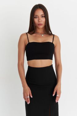 Короткий топ из джерси черного цвета
