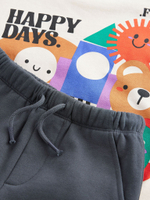 Толстовка и джоггеры в комплекте для мальчика Next B12-013, Бежевый, Темно-серый