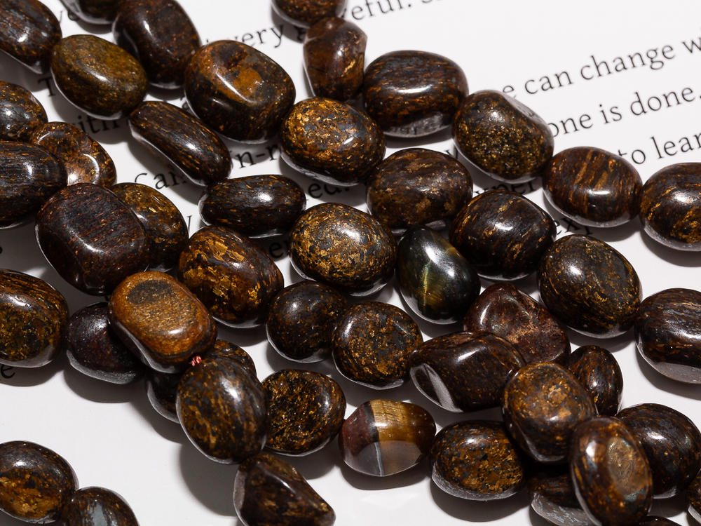 Нить бусин из бронзита 6,5х9мм, галтовка