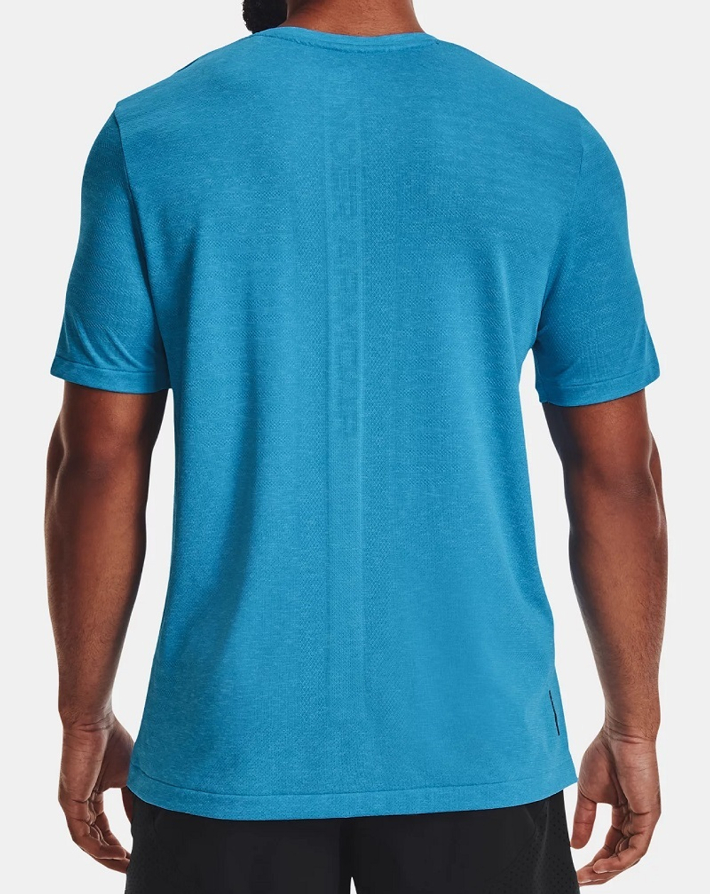 Мужская теннисная футболка Under Armour Men's UA Rush Seamless GeoSport Short Sleeve - capri/black