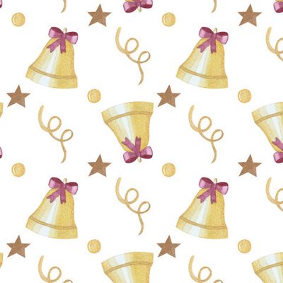 Золотые колокольчики с красными бантиками