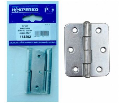 Петля накладная ПН1-70 оцинкованная левая (2шт BL) (цена за уп) НАКРЕПКО 114202