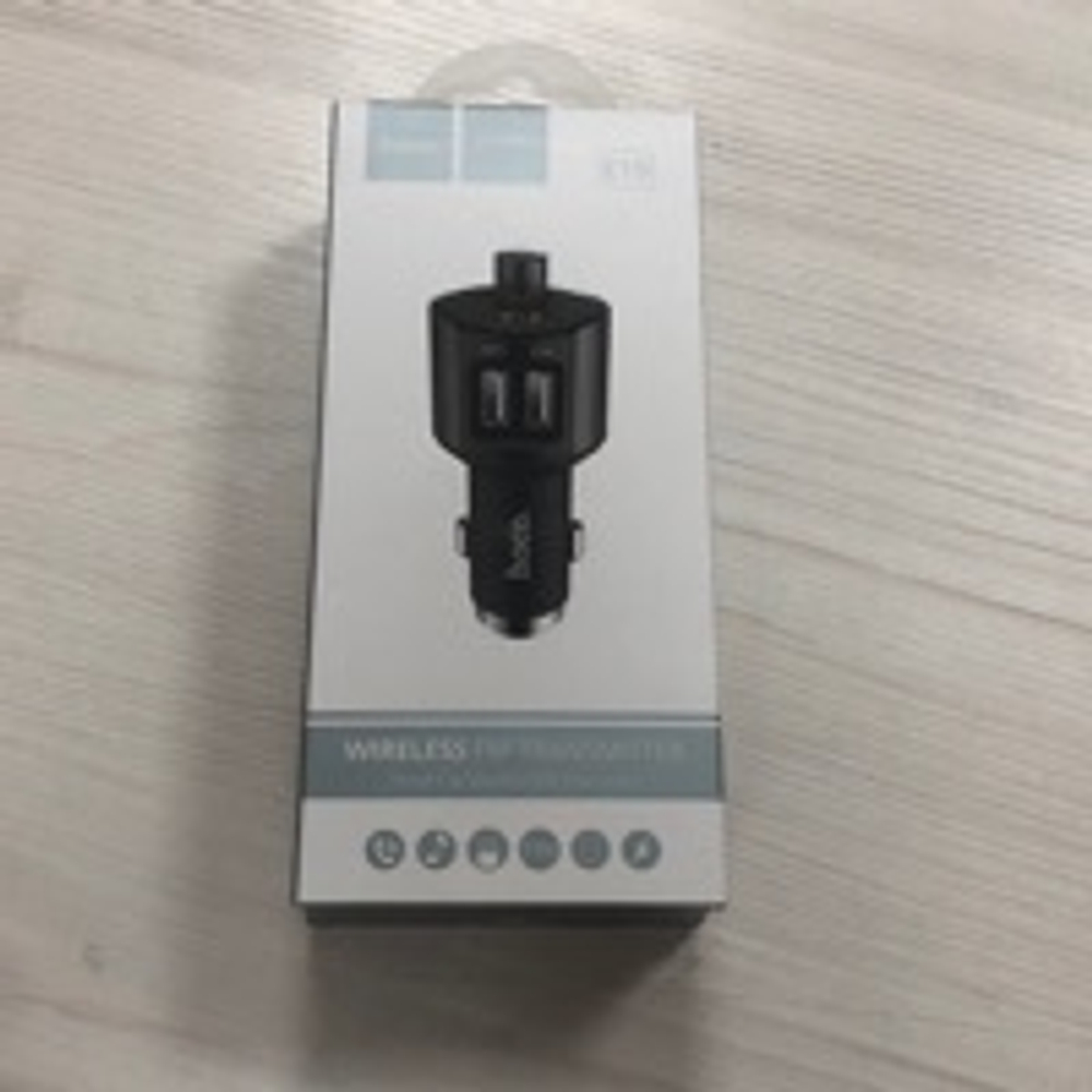 Автомобильное зарядное устройство USB Hoco E19 (12W, 2 порта, FM модулятор, Bluetooth) Серый