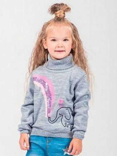 Свитер для девочки "Слоник" (р.26/80-86, серый )
