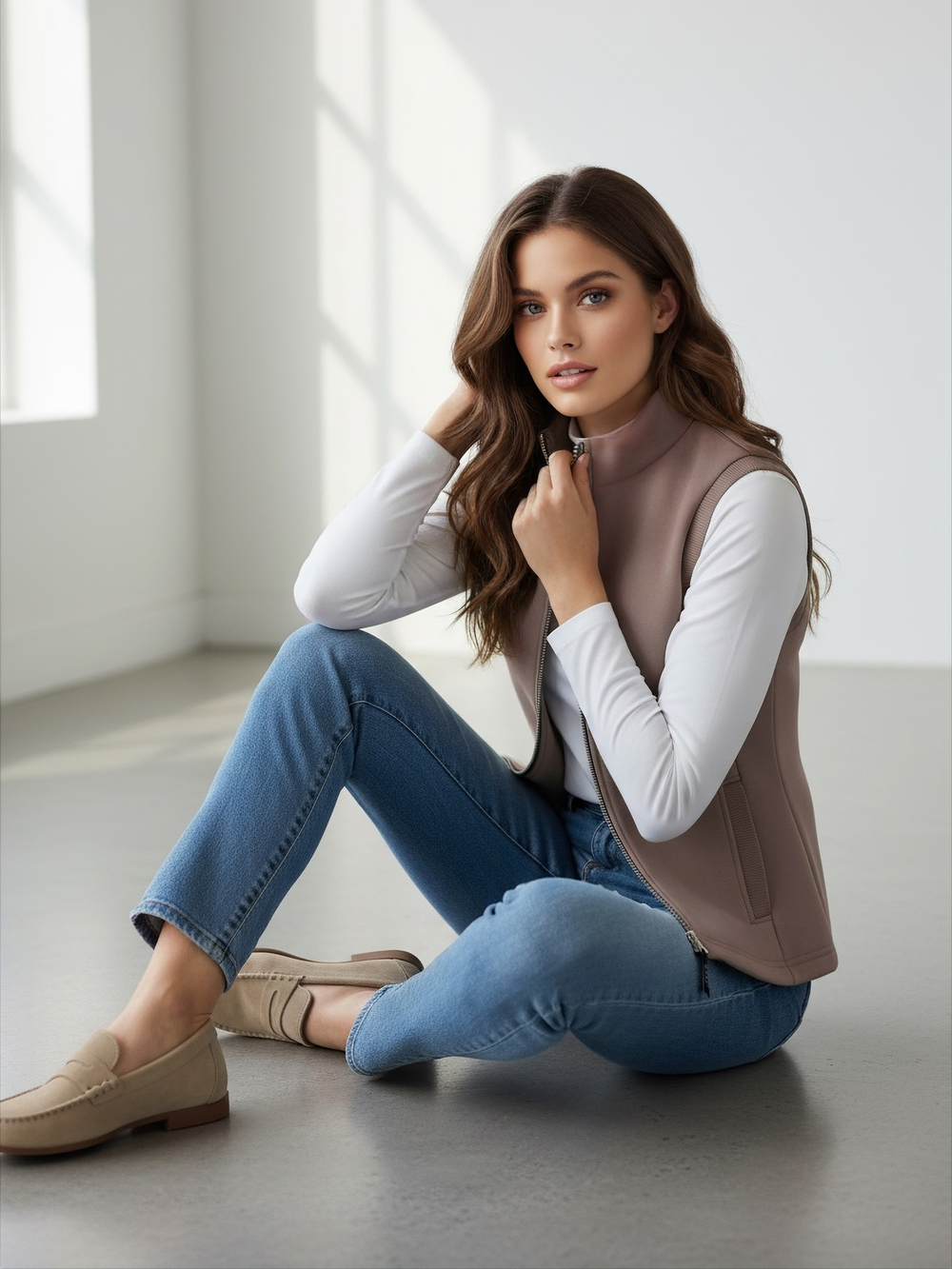 Жилет с начесом на молнии