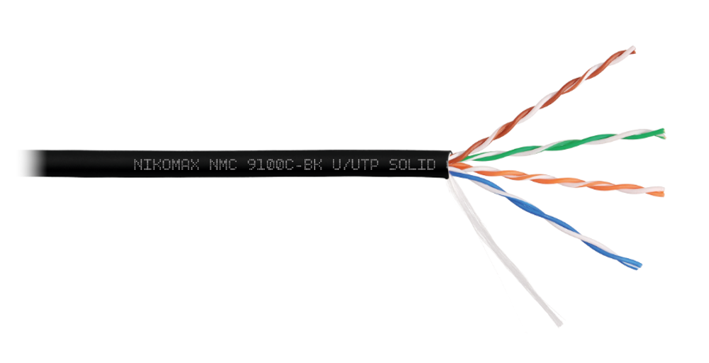 Кабель витая пара U/UTP 5e кат. 4 пары NikoMax NMC 9100C-BK