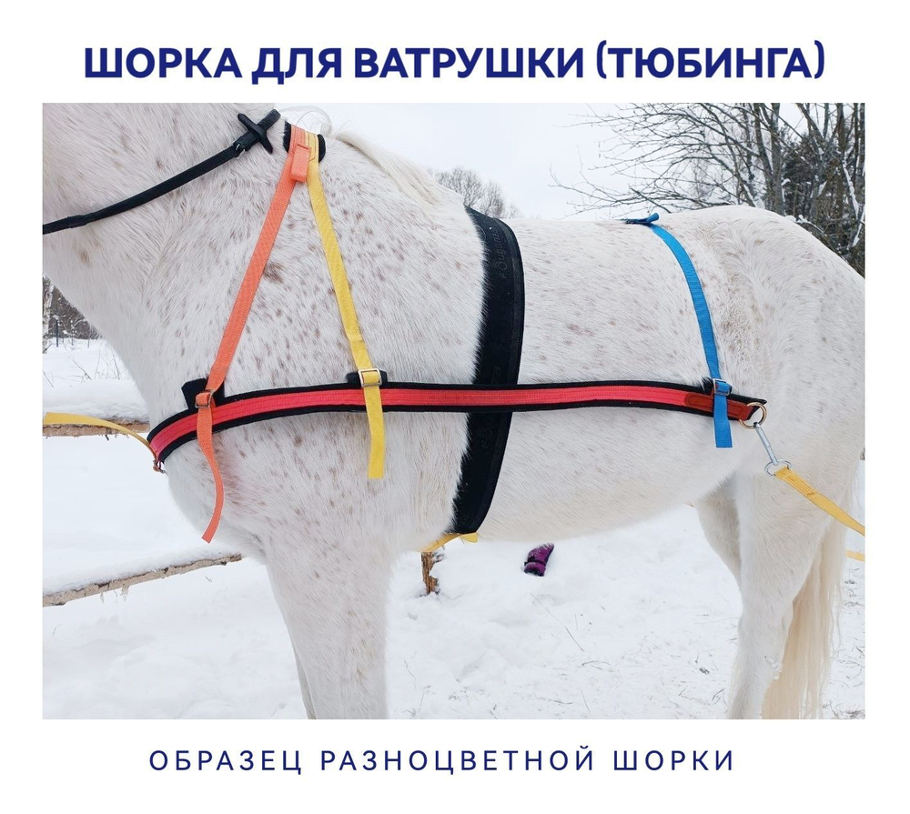 Шорка для лошади под тюбинг, ватрушку и скиджоринг - черная
