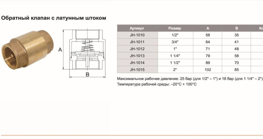 Клапан обратный усиленный 2" (JH-1015) TIM