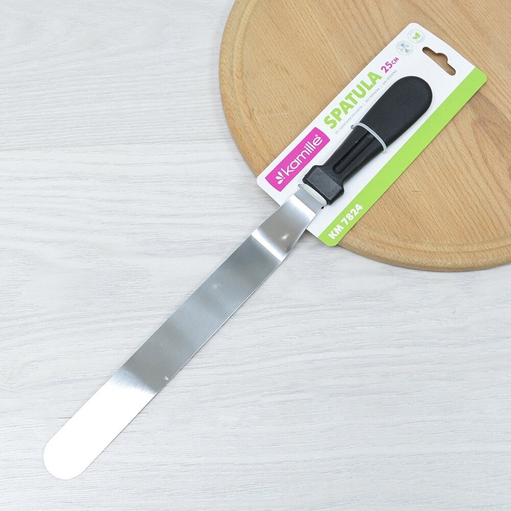 Лопатка-шпатель кондитерский 25см нерж с пластиковой ручкой, 7824