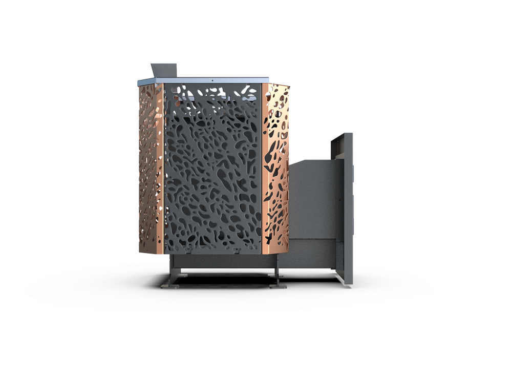 Банная печь Душа- 15 Сетка Леопард Закрытая Каменка стекло 8мм