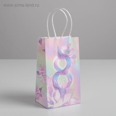 Пакет подарочный крафт «Нежность», 12 × 21 × 9 см