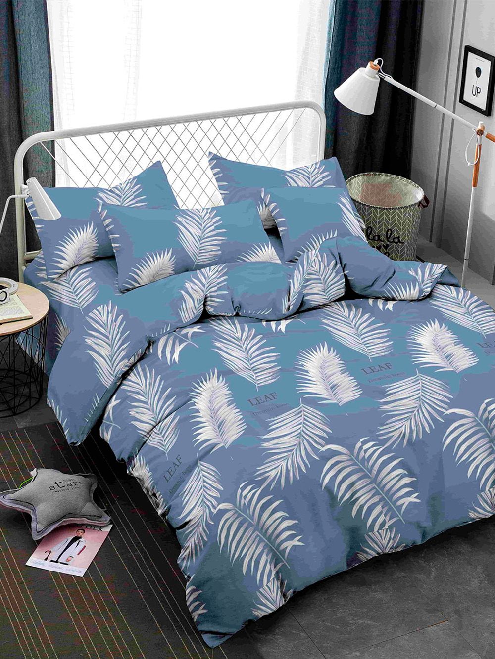 Простынь на резинке полисатин Simple House "LEAF" 140x200 см