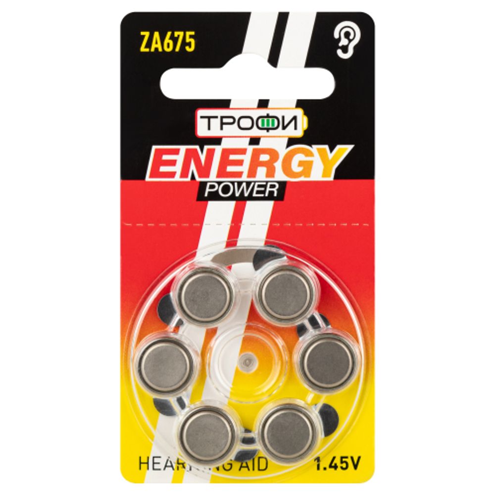 Батарейки Трофи ZA675-6BL ENERGY POWER Hearing Aid