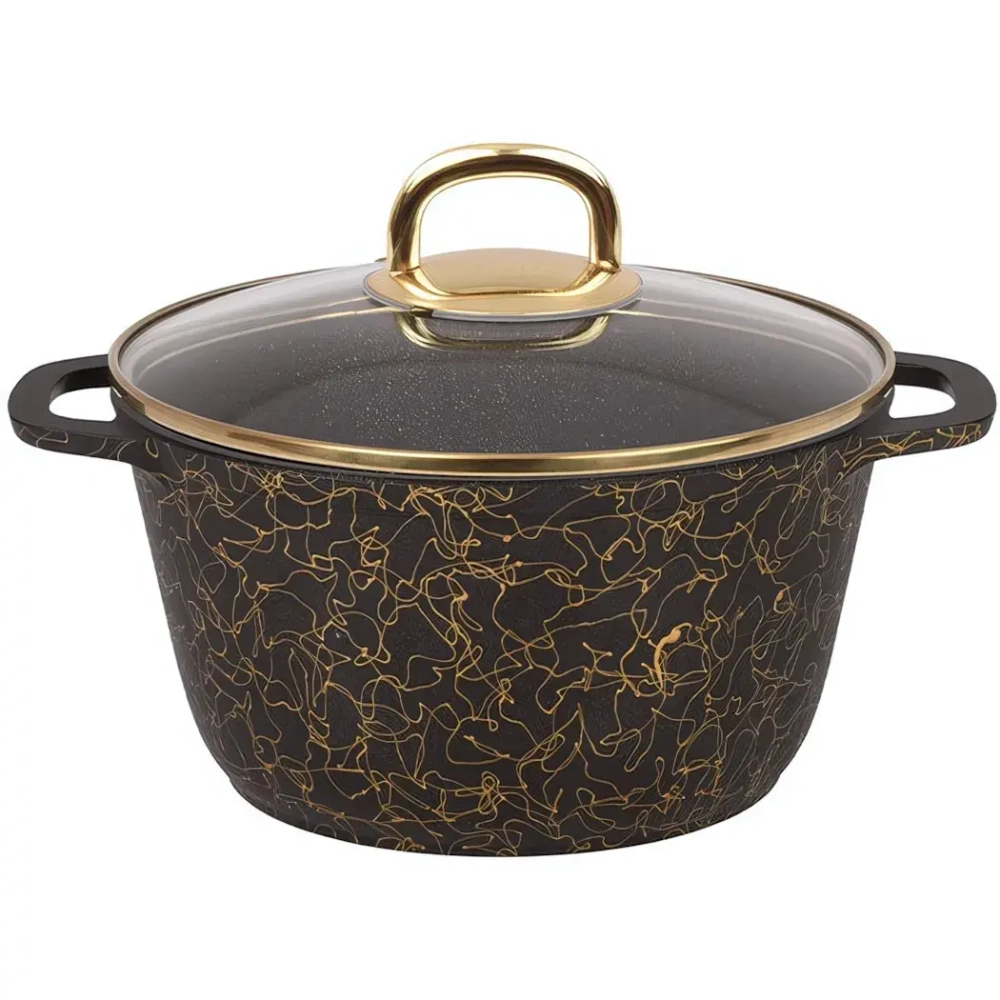 Кастрюля 2,5л «Грация»(черный/золото) со стеклянной крышкой кчз25а