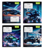 Тетрадь А5 12л. кос. линия "Техника будущего" мел. карт., ВД-лак (Schoolformat)