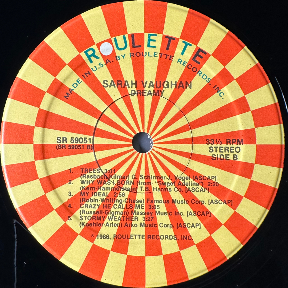 Sarah Vaughan ‎– Dreamy (США 1988г.)