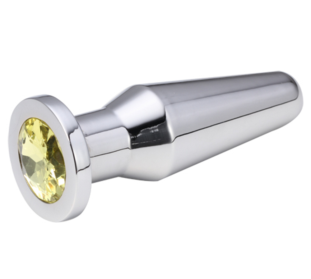 Серебристая втулка с жёлтым кристаллом - 10,2 см. (Цвет: желтый)