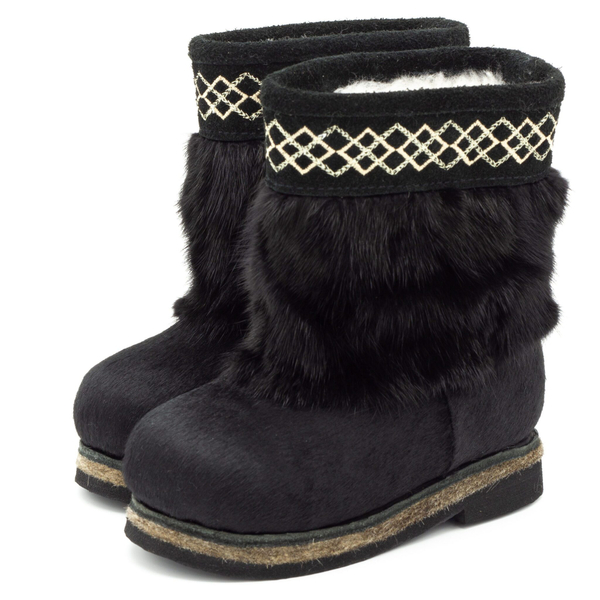 Унты детские из норки и замши