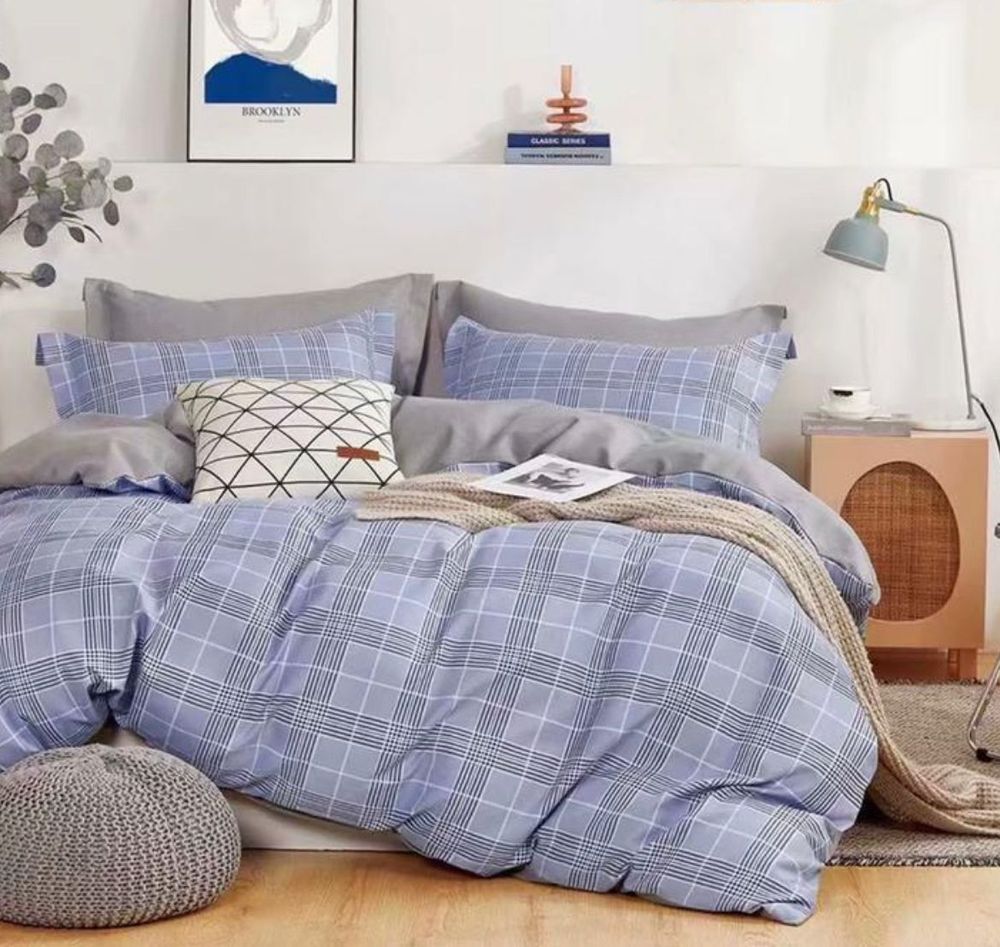 ZEPHYR HOME Двуспалка Фланель голубой клетка