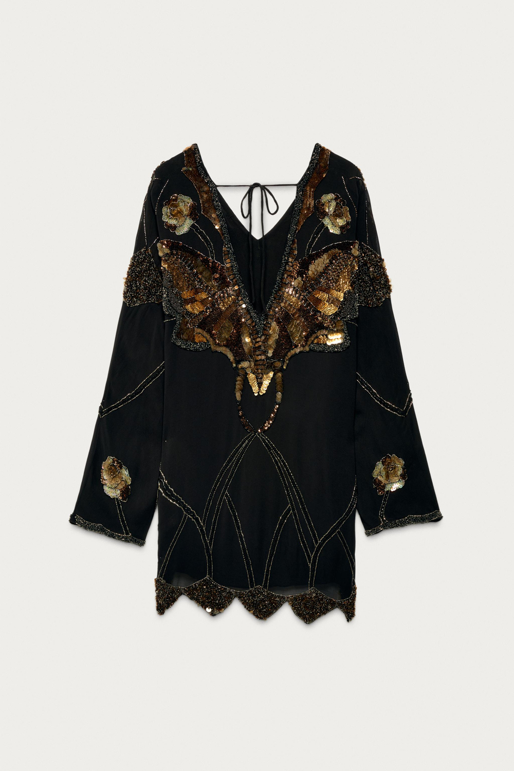 ZARA X MARISA BERENSON ПЛАТЬЕ С ВЫШИВКОЙ, ЧЕРНЫЙ