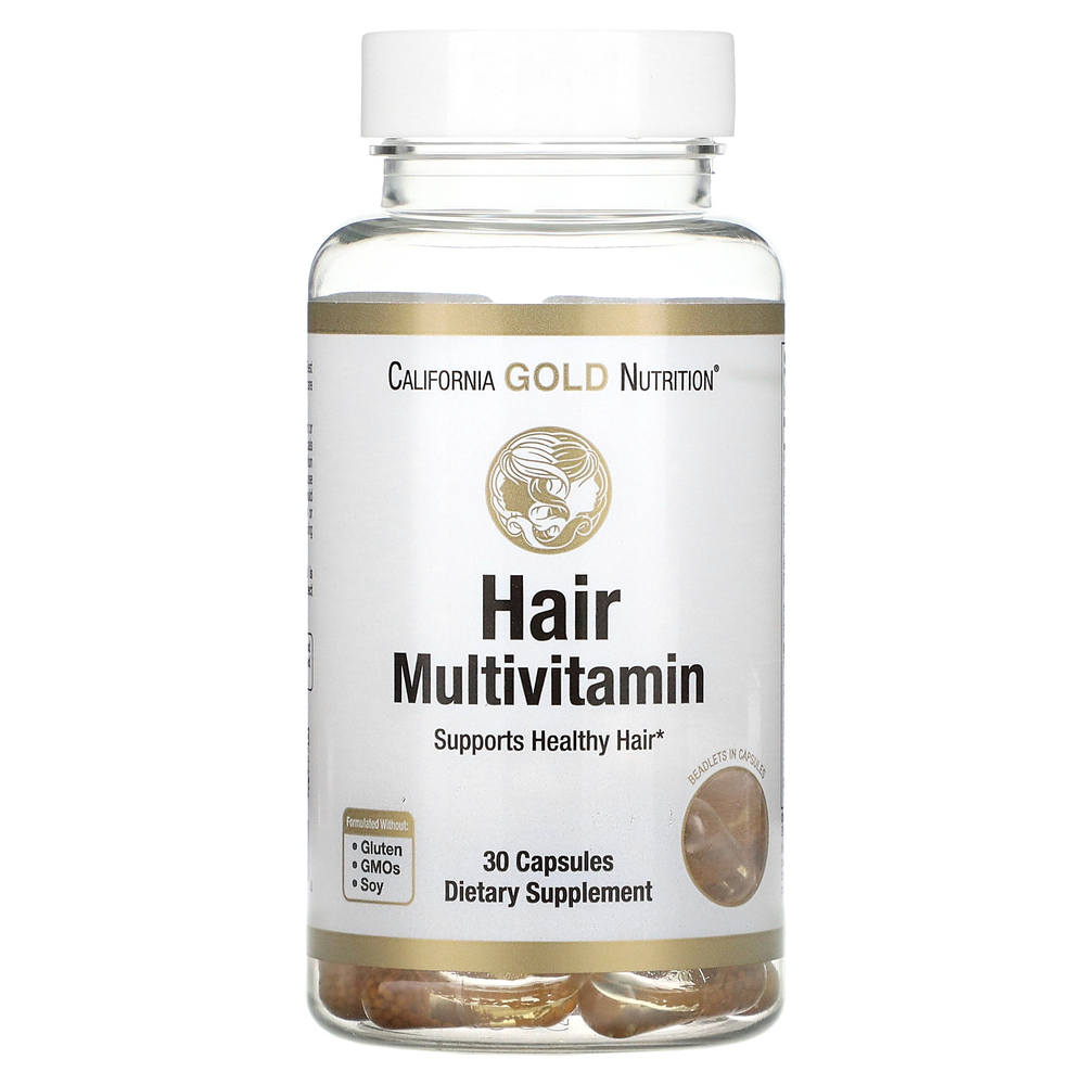California Gold Nutrition, мультивитамины для волос, 30 желатиновых капсул