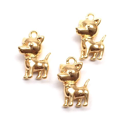 Подвеска - собака "Чихуахуа" 14х9 мм, позолота