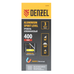 Уровень алюминиевый, магнит., фрезерованный, 3 глазка (1 зеркал.) 0,5 мм/м, 400 мм Denzel