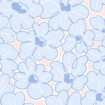 Голубые цветы на розовом