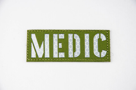 Шеврон MEDIC светоотражающий кордура 3,5х8,5 см. Олива