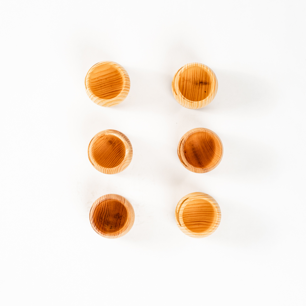 Набор деревянных рюмок (стопок, шотов) из древесины сибирского кедра, набор 6 штук. RN13
