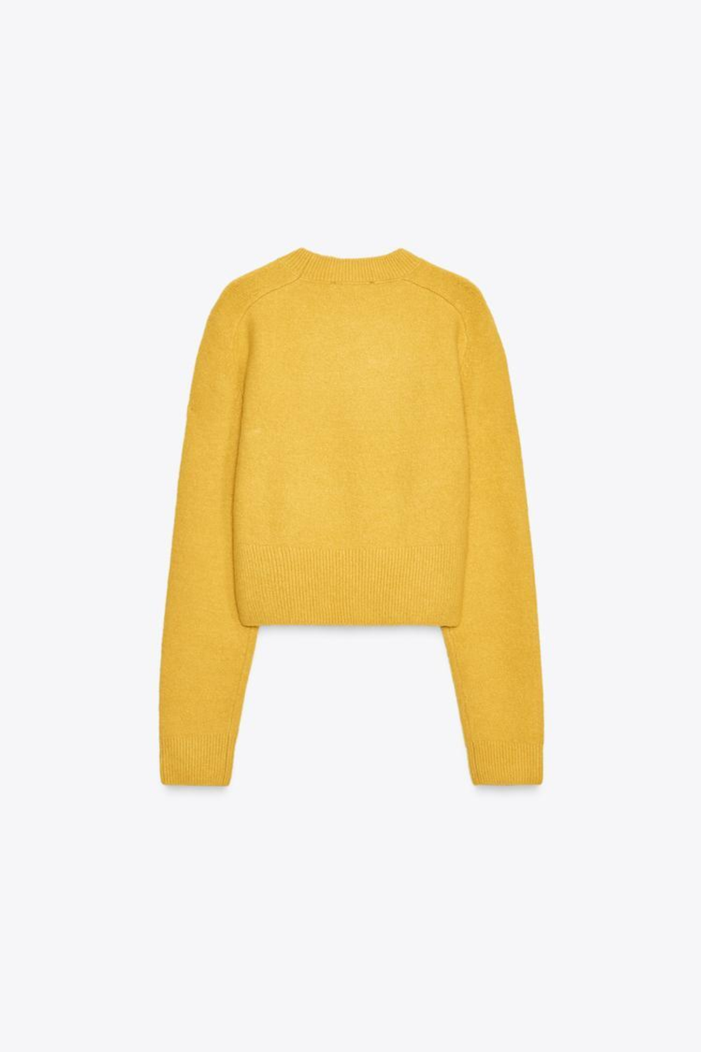 ZARA БАЗОВЫЙ СВИТЕР МЯГКОГО ТРИКОТАЖА, ЖЕЛТЫЙ