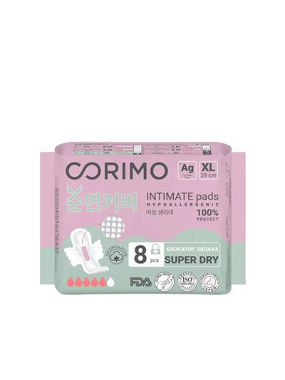 [CORIMO] Прокладки женские гигиенические XL-29сm анатомической формы, 8шт