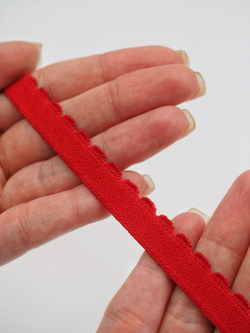 Резинка отделочная красная ажурная ширина 12 мм с учетом фестона