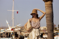 Топ шелковый на подкладке Mollen пудровый