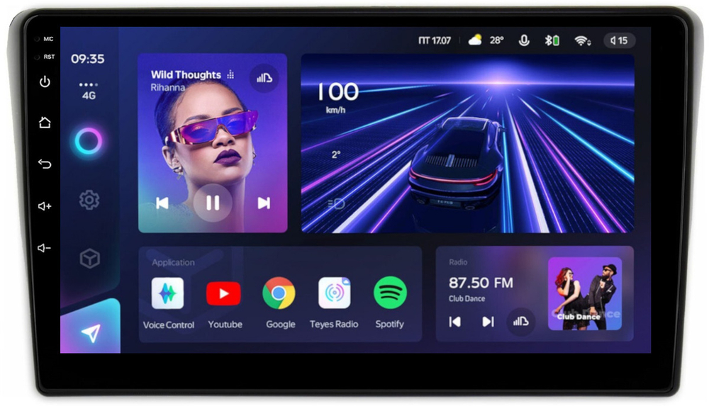 Магнитола для Toyota Avensis T250 2003-2009 (рамка черная) - Teyes CC3 на Android 10, QLED, ТОП процессор, 4Гб+32Гб, CarPlay, 4G SIM-слот