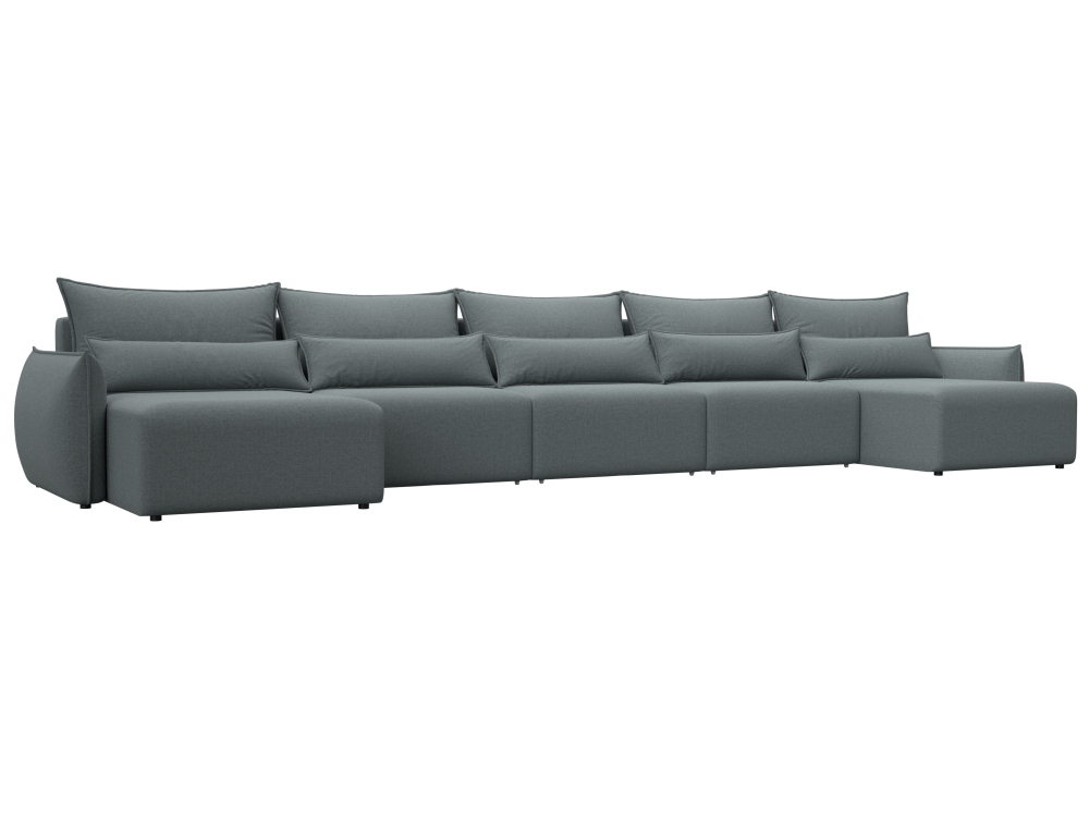 Диван П-образный Лига-051 НПБ МегаЛонг РОГОЖКА Амур 07 серый