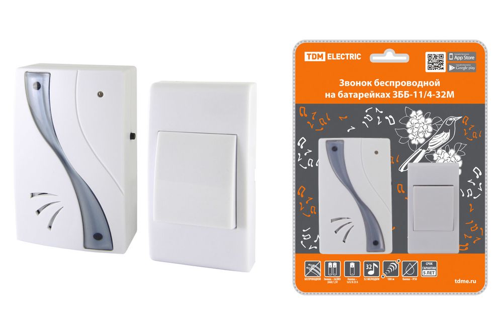 TDM Звонок 3ББ-11/4-32М (беспроводной, батарейки, окр.блистер) SQ1901-0030
