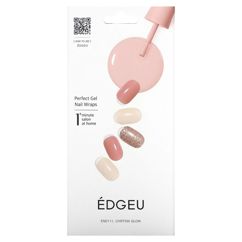 Edgeu, Гелевые обертывания для ногтей Perfect, END 111, Chiffon Glow, набор из 19 предметов