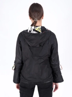 Куртка весна кожаная с капюшоном двухсторонняя