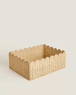 ZARA HOME ПРЯМОУГОЛЬНАЯ КОРЗИНА ДЛЯ ХРАНЕНИЯ ДЕТСКИХ ИГРУШЕК, СВЕТЛО-БЕЖЕВЫЙ
