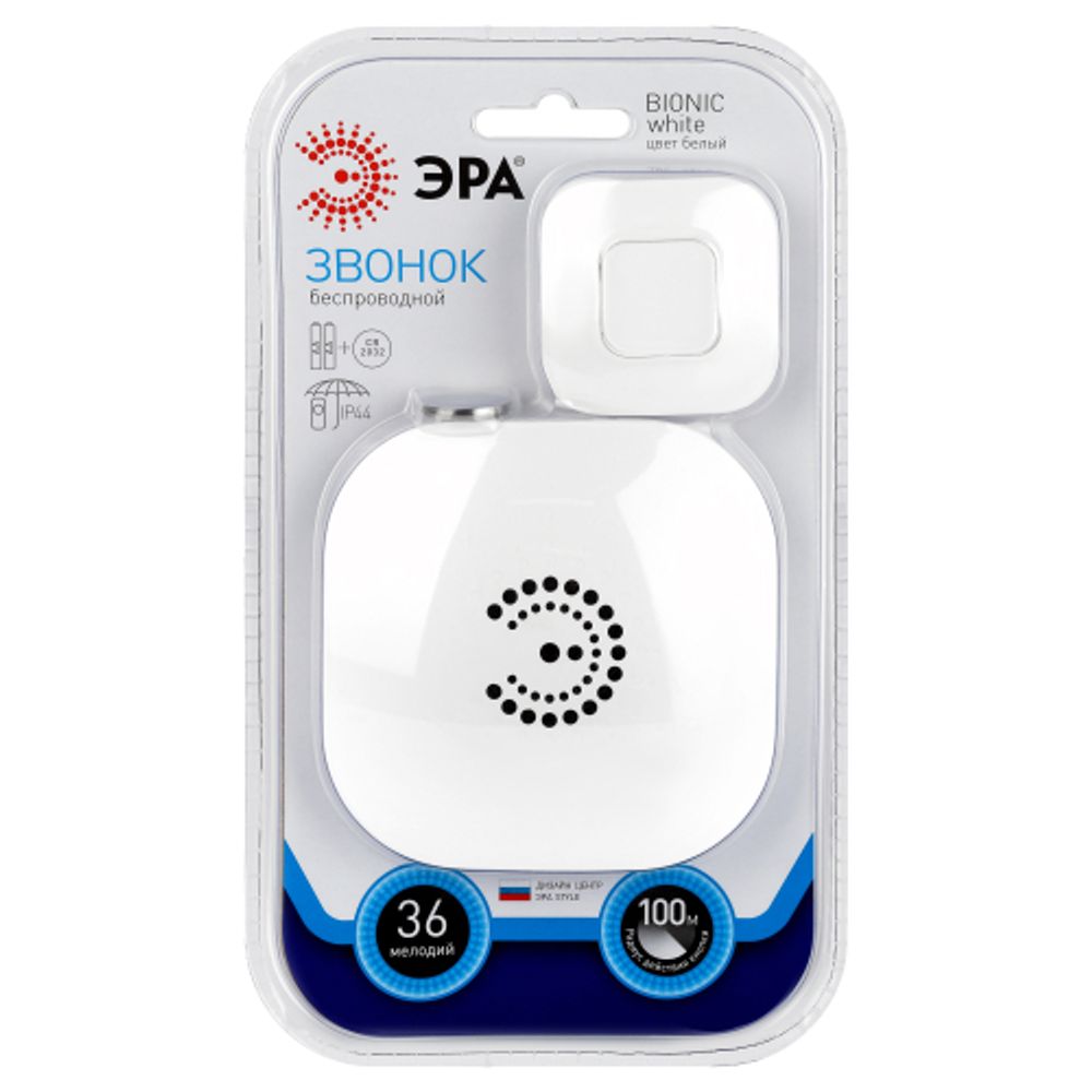 Звонок дверной ЭРА BIONIC White беспроводной белый 6 мелодий