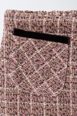 ZARA ЮБКА-ШОРТЫ С ПРИНТОМ И БАРХАТНЫМ КАРМАНОМ, ПАСТЕЛЬНО-РОЗОВЫЙ