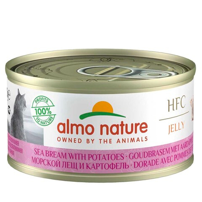 Almo Nature консервы для кошек "HFC Jelly" с морским лещом и картофелем (55% рыбы) (желе) 70 г банка