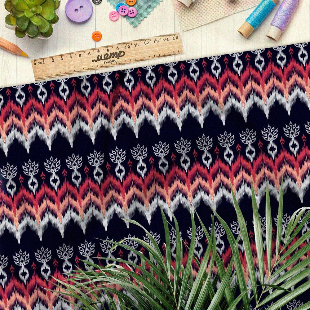 Ткань блэкаут племенной симметричный узор