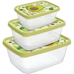 Набор контейнеров для продуктов прямоугольных 3шт (0,5л+0,85л+1,5л) салатовый
